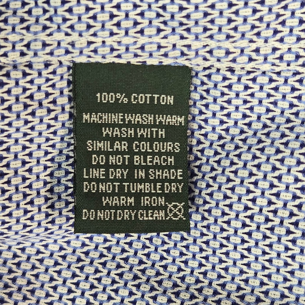 Rodd & Gunn L Italian‎ Cotton Shirt Blue White Geometric Microprint Sports Fit - Picture 9 of 14